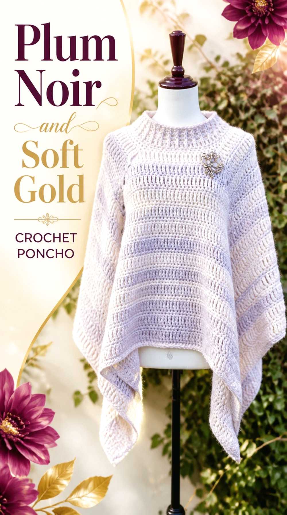 11. Plum Noir And Soft Gold Crochet Poncho