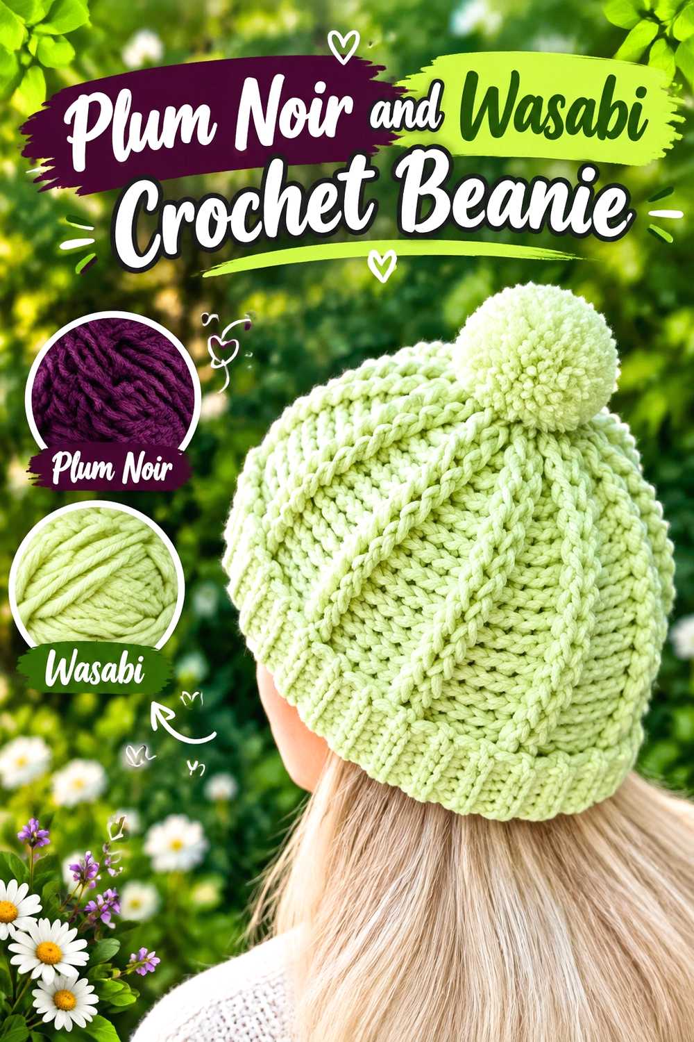 6. Plum Noir And Wasabi Crochet Beanie