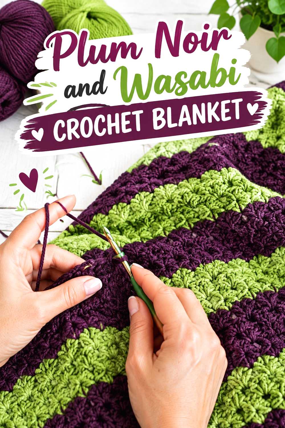 1. Plum Noir And Wasabi Crochet Blanket