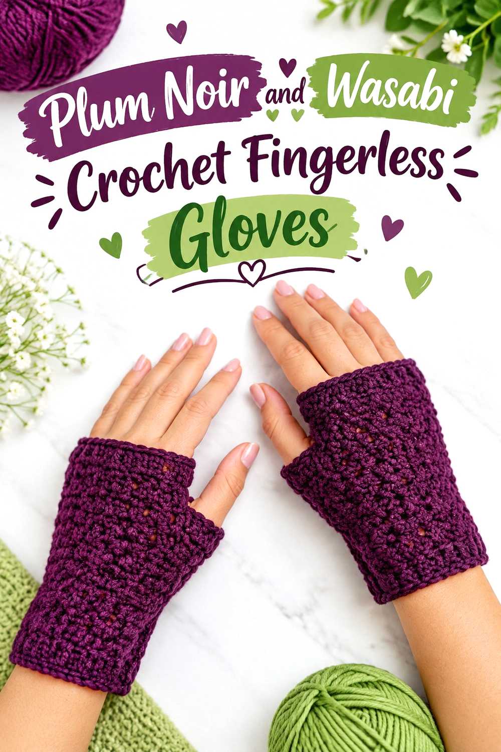 18. Plum Noir And Wasabi Crochet Fingerless Gloves