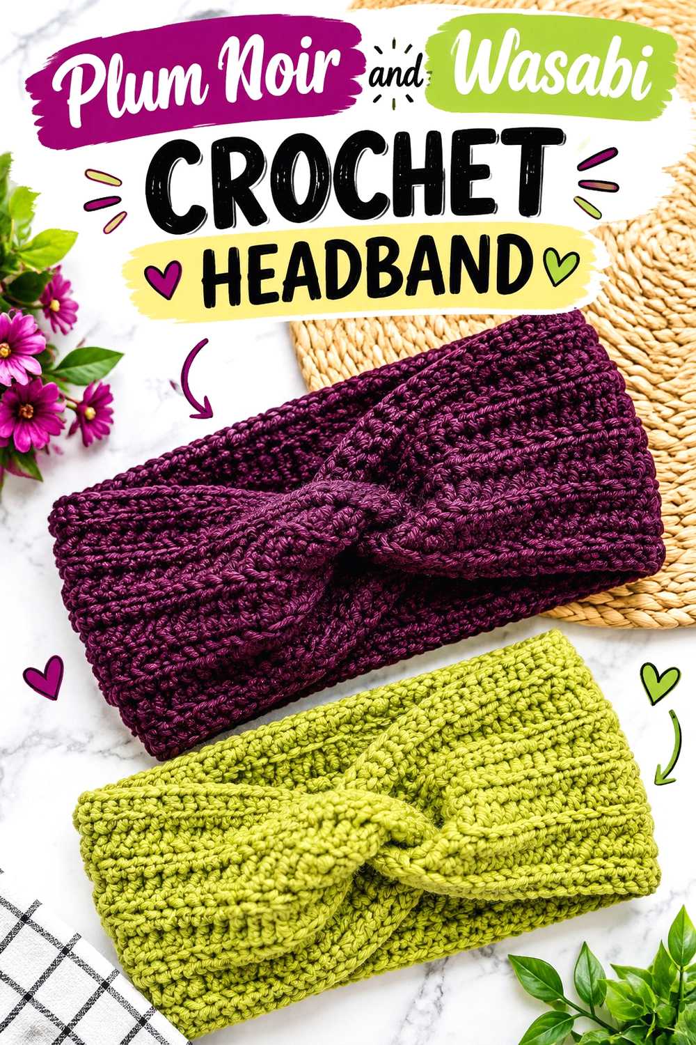 17. Plum Noir And Wasabi Crochet Headband