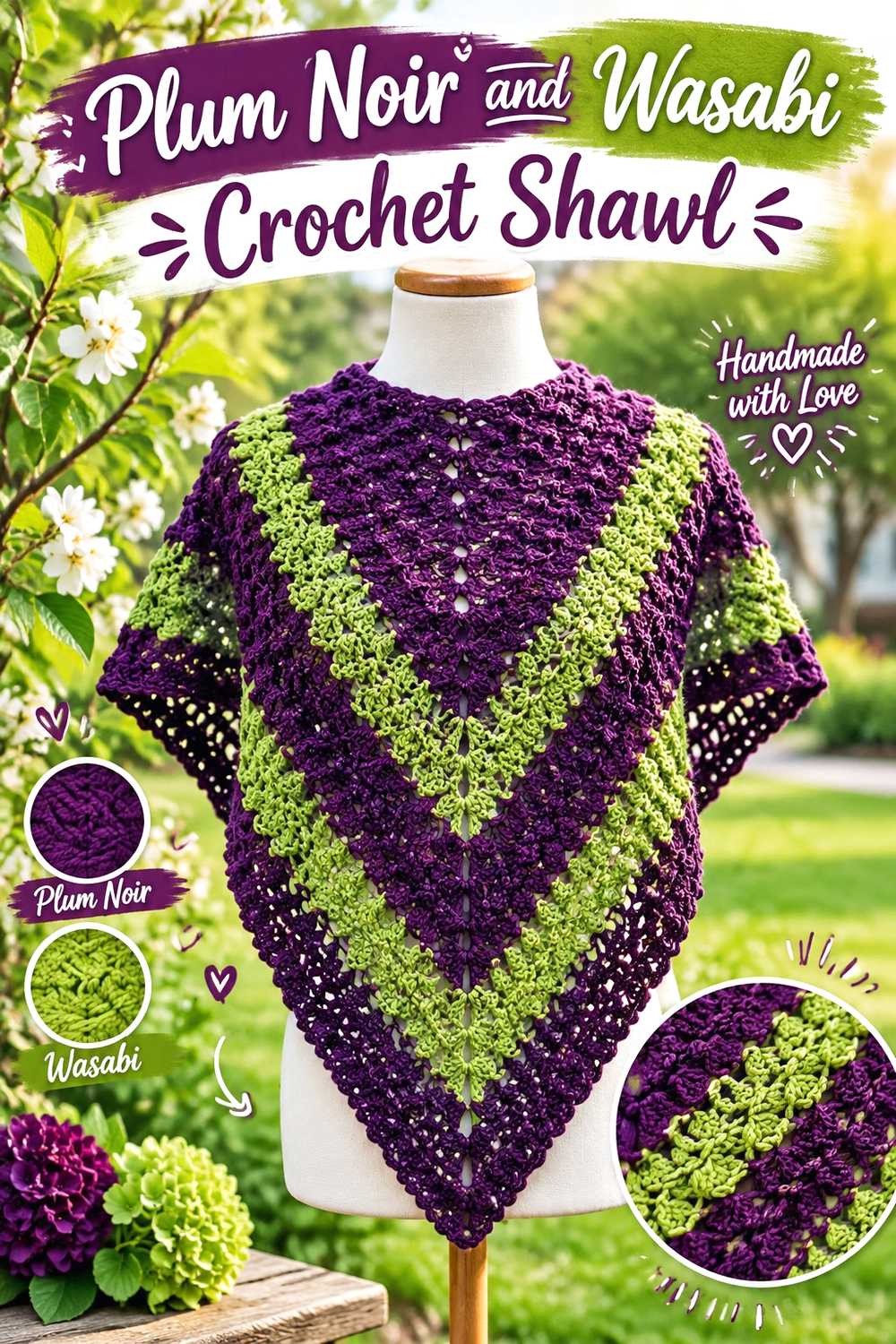 7. Plum Noir And Wasabi Crochet Shawl