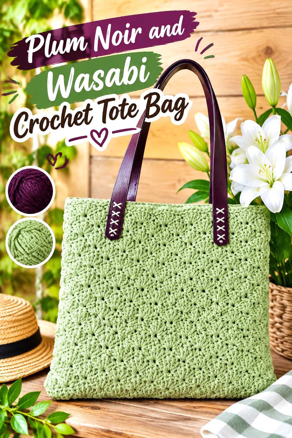 10. Plum Noir And Wasabi Crochet Tote Bag
