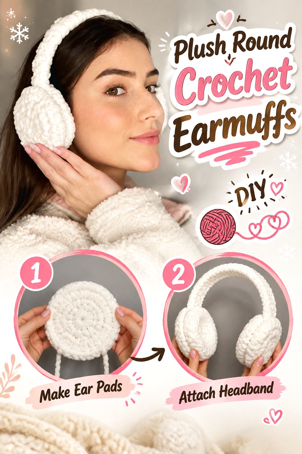 Plush Round Crochet Earmuffs