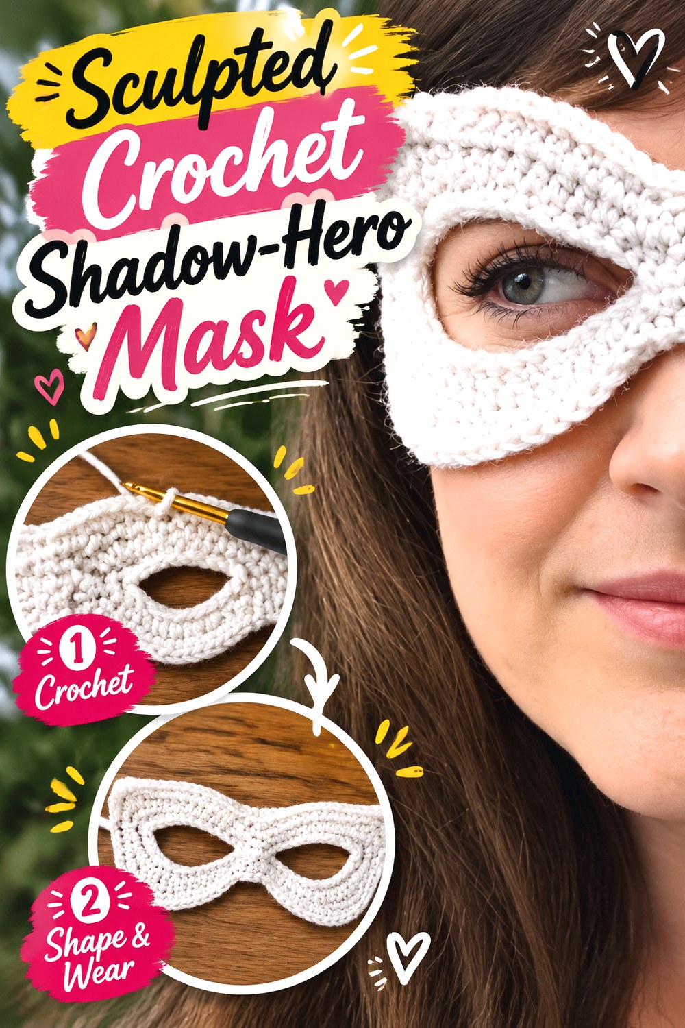 Sculpted Crochet Shadow Hero Mask