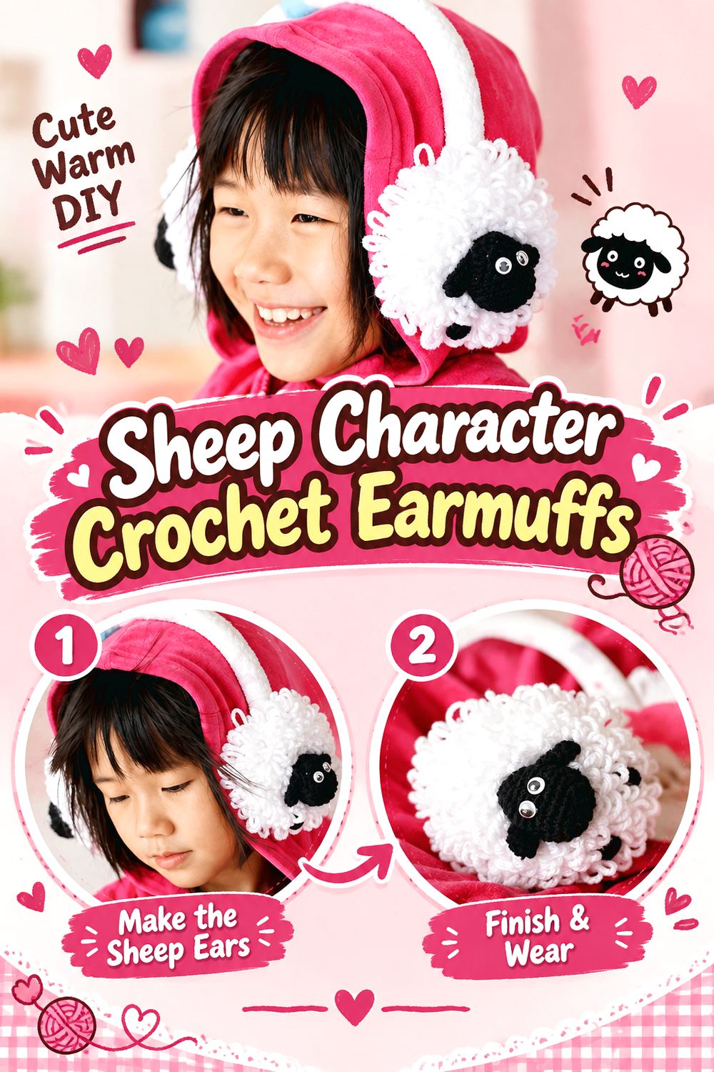 Sheep Character Crochet Earmuffs