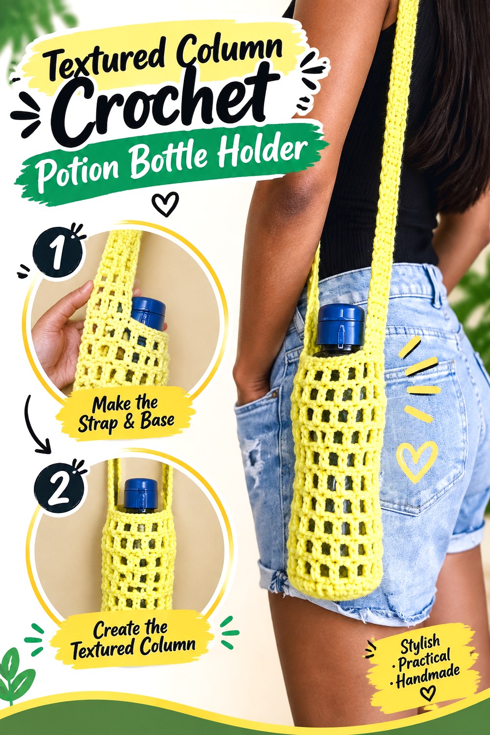 Textured Column Crochet Potion Bottle Holder