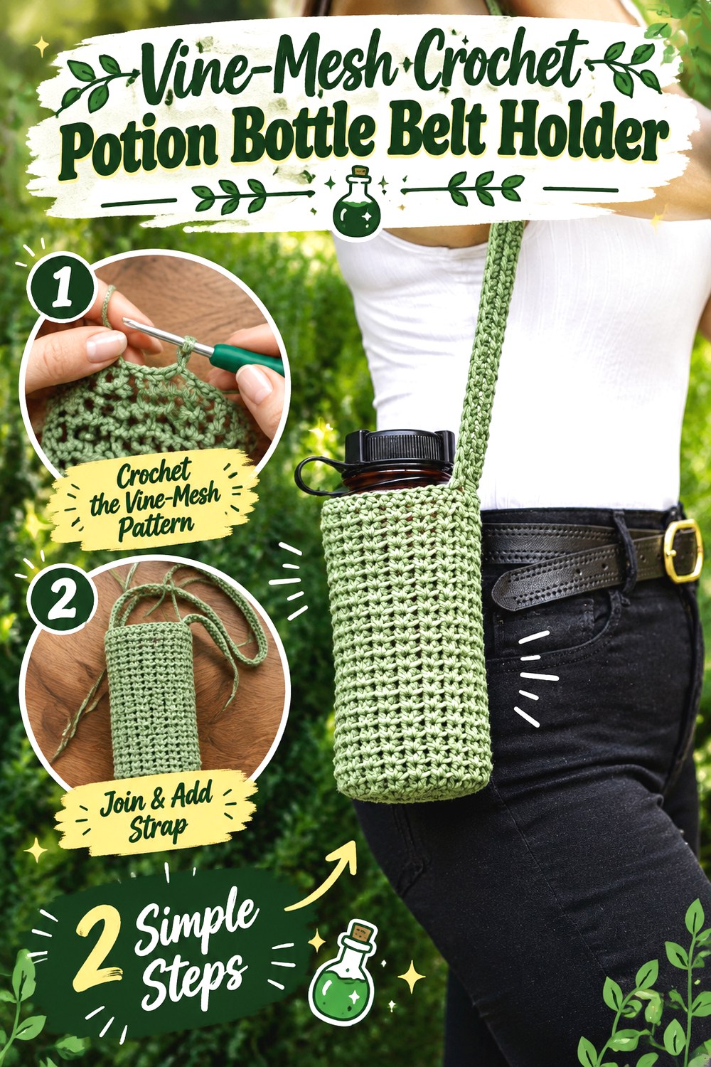 Vine Mesh Crochet Potion Bottle Belt Holder