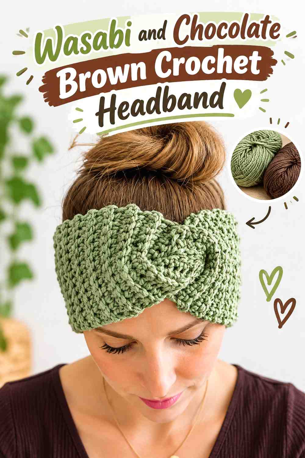 13. Wasabi And Chocolate Brown Crochet Headband