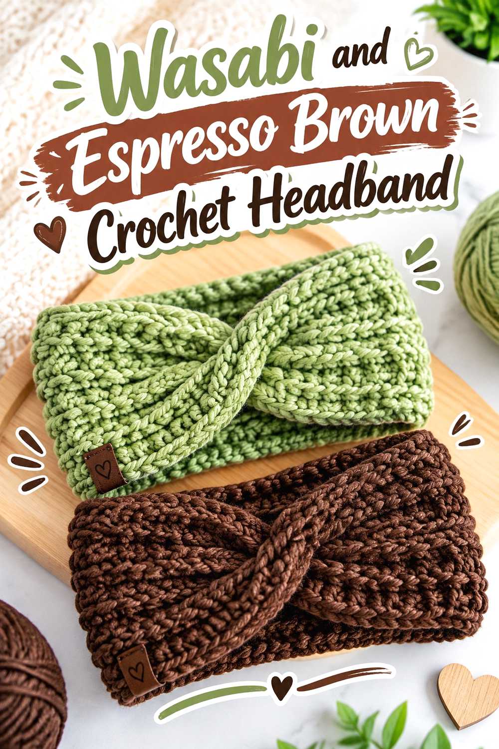 7. Wasabi And Espresso Brown Crochet Headband
