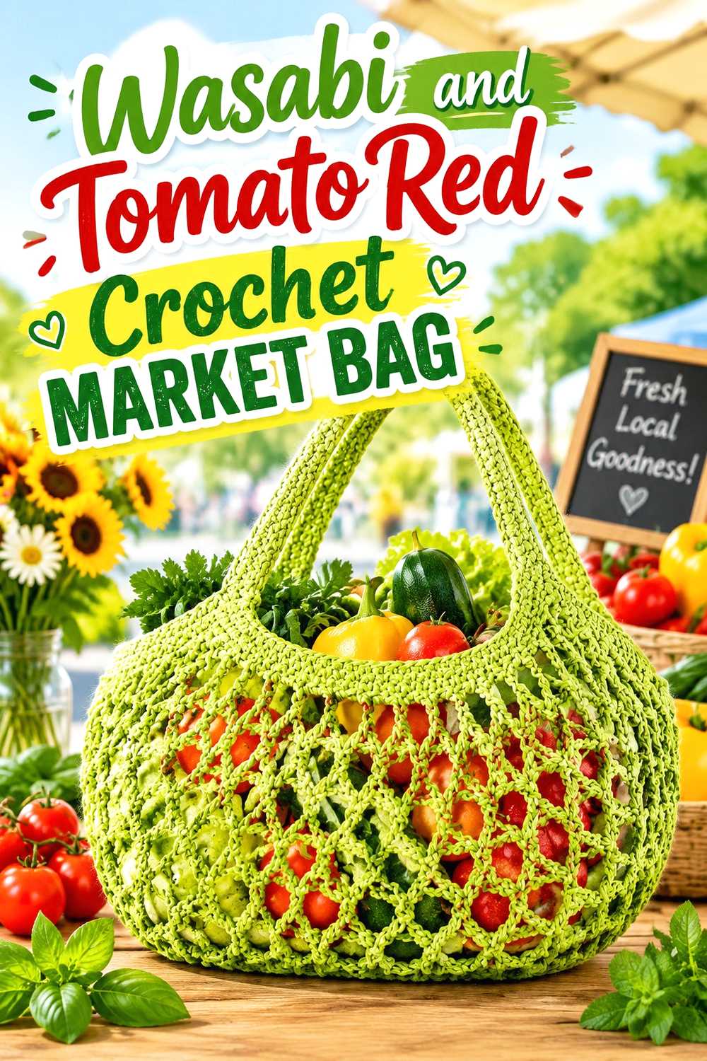 18. Wasabi And Tomato Red Crochet Market Bag
