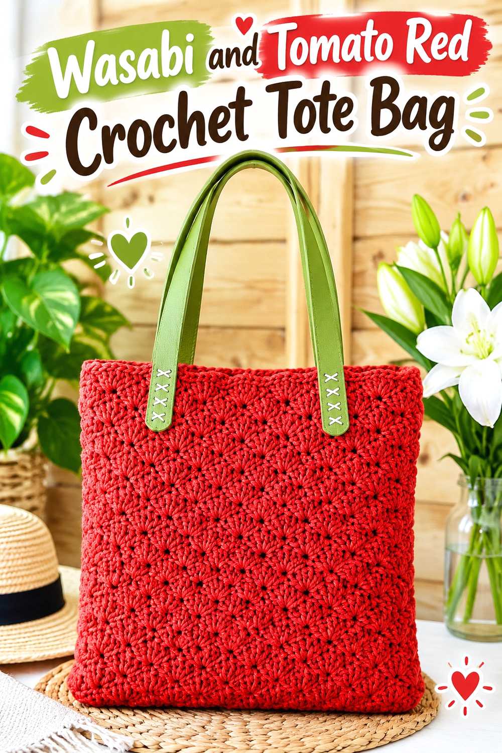 10. Wasabi And Tomato Red Crochet Tote Bag