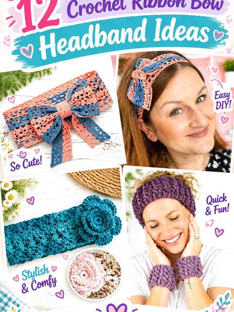 12 Crochet Ribbon Bow Headband Ideas