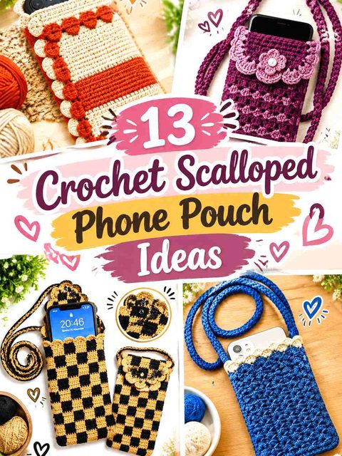 13 Crochet Scalloped Phone Pouch Ideas