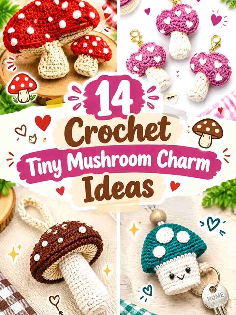 14 Crochet Tiny Mushroom Charm Ideas