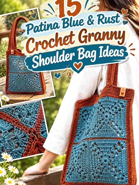 15 Patina Blue & Rust Crochet Granny Shoulder Bag Ideas