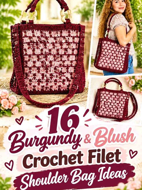 16 Burgundy & Blush Crochet Filet Shoulder Bag Ideas