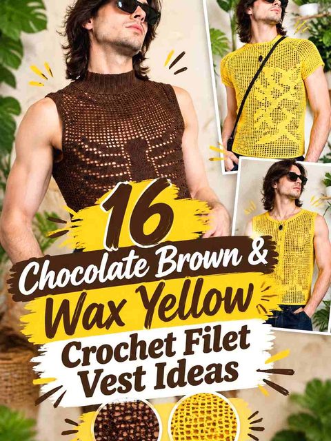 16 Chocolate Brown & Wax Yellow Crochet Filet Vest Ideas