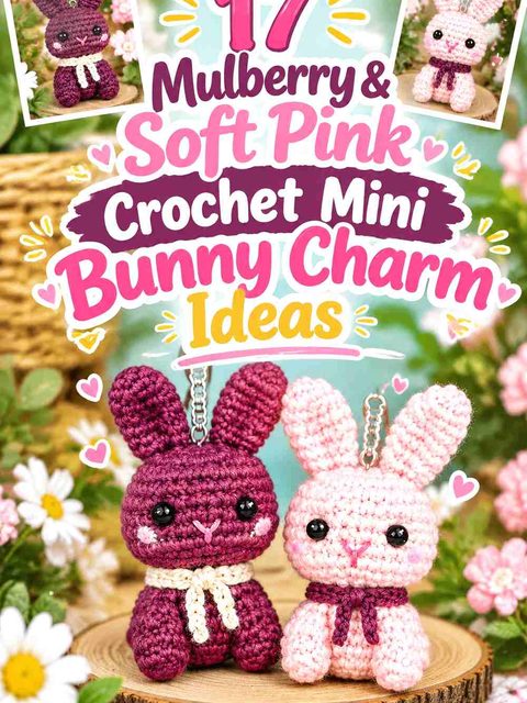 17 Mulberry & Soft Pink Crochet Mini Bunny Charm Ideas
