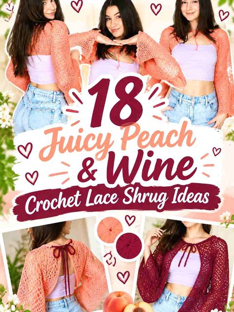 18 Juicy Peach & Wine Crochet Lace Shrug Ideas