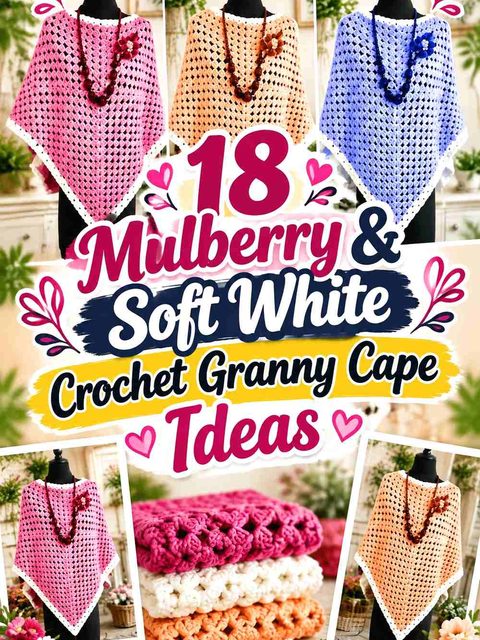18 Mulberry & Soft White Crochet Granny Cape Ideas