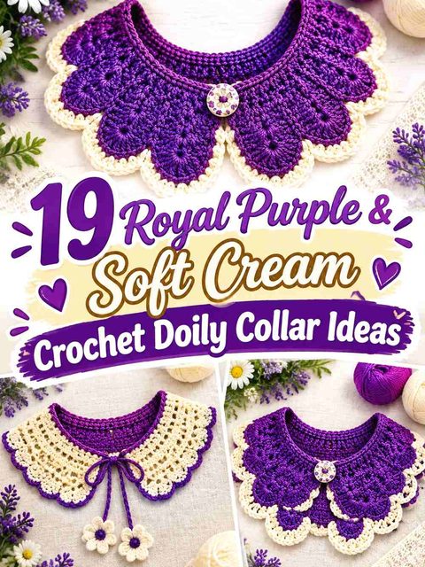 19 Royal Purple & Soft Cream Crochet Doily Collar Ideas
