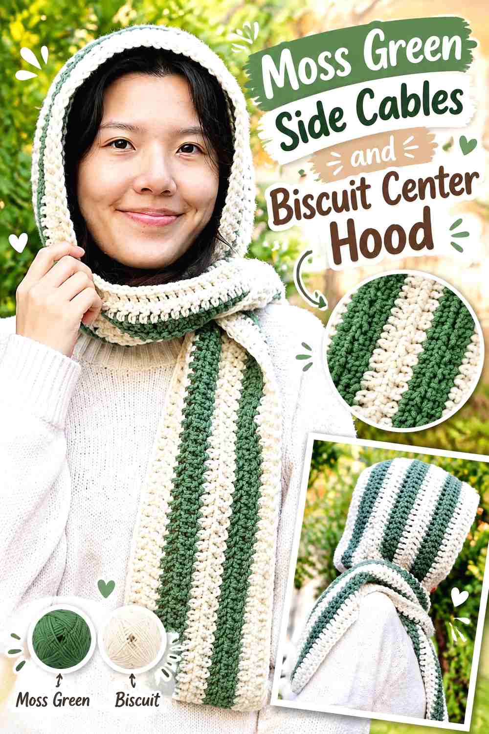 7. Moss Green Side Cables and Biscuit Center Hood